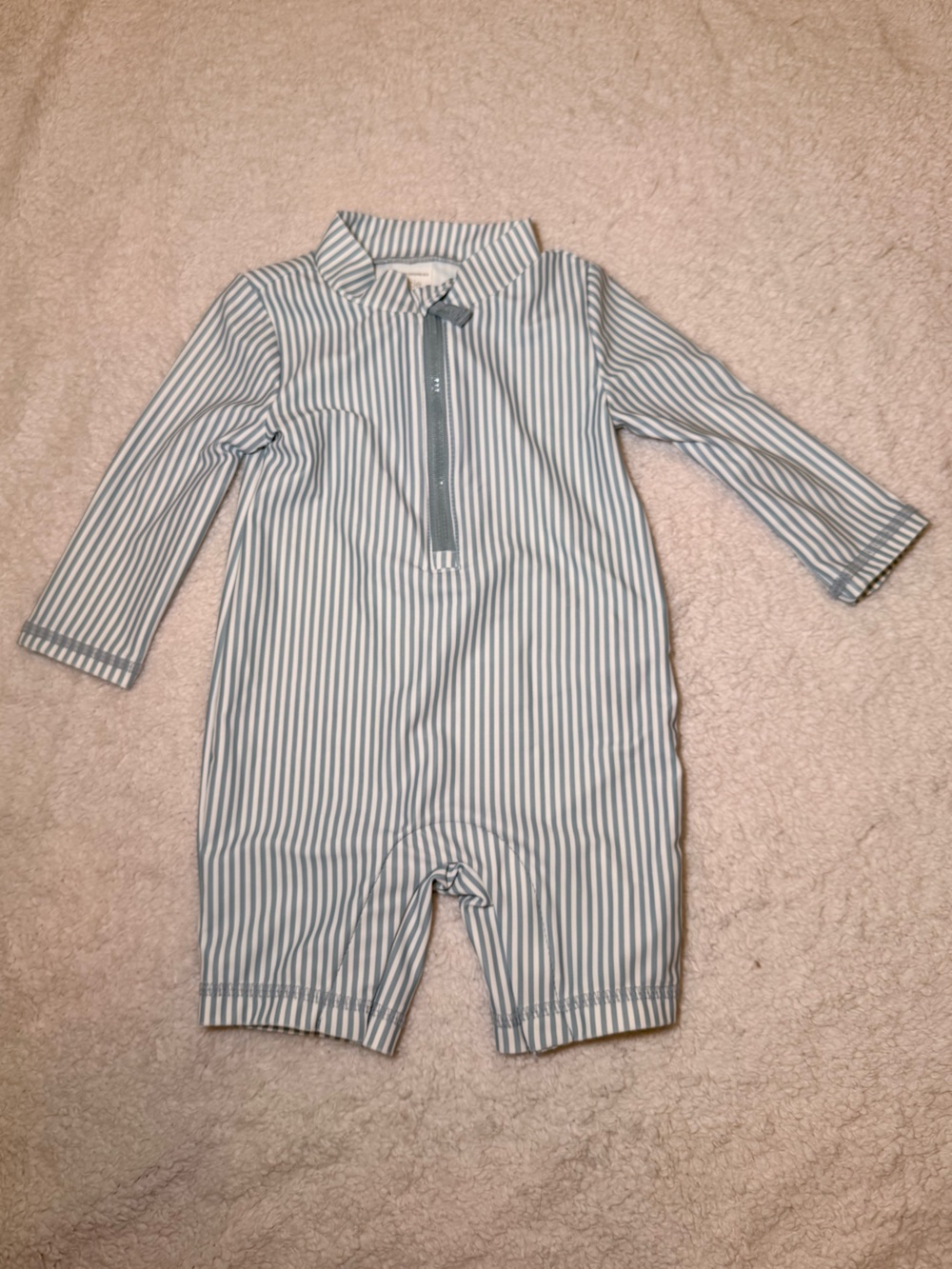 Carter's Light Blue and White Striped One-Piece Swimsuit